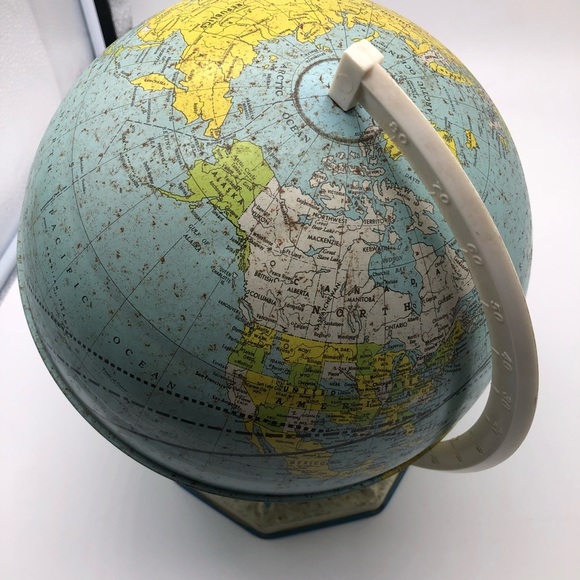 Vintage 1950s Metal World Globe with Stand - Picture 10 of 11